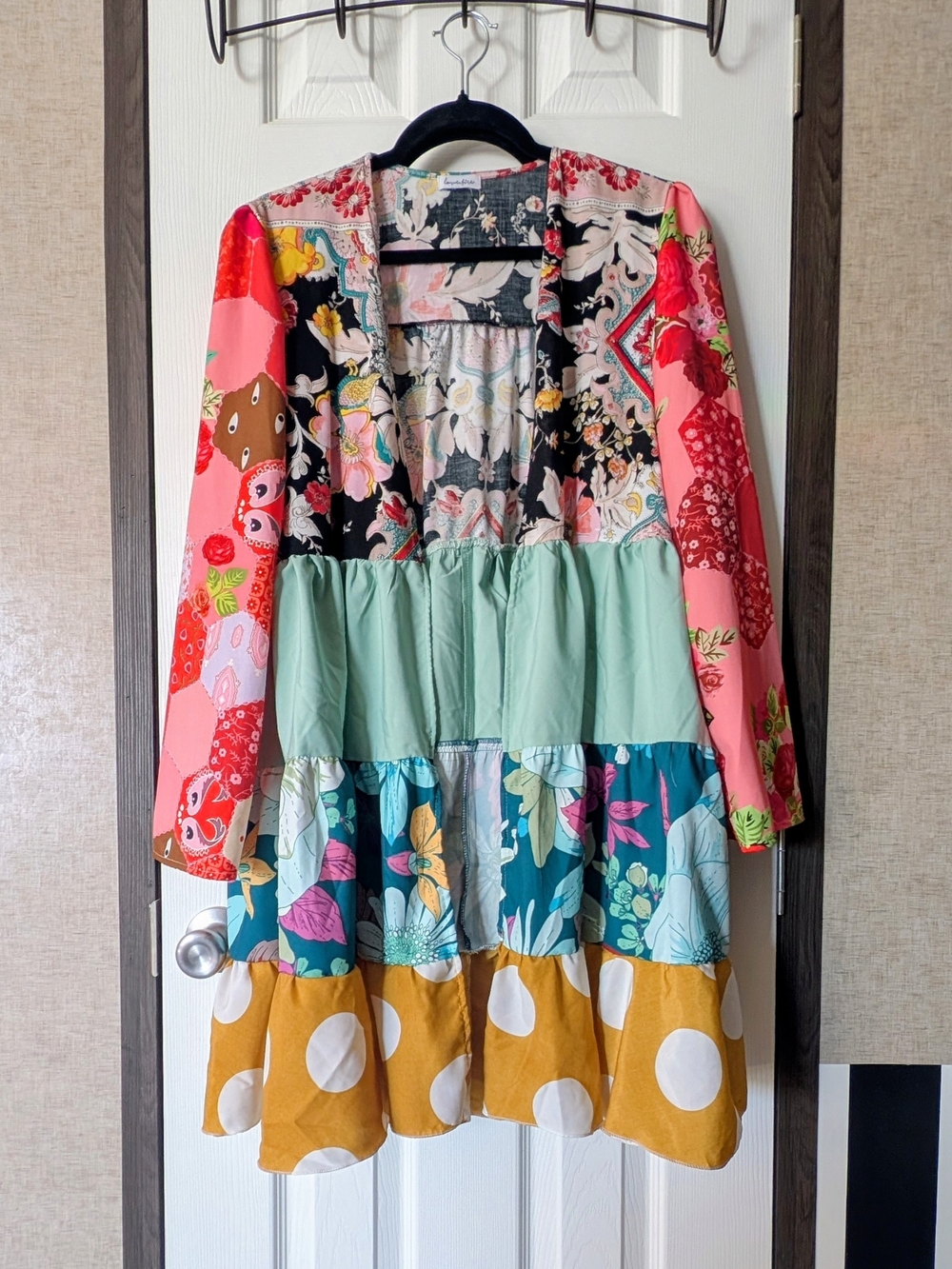 OOAK, Handmade Patchwork Floral Tiered Jacket in Mint & Multi, Small